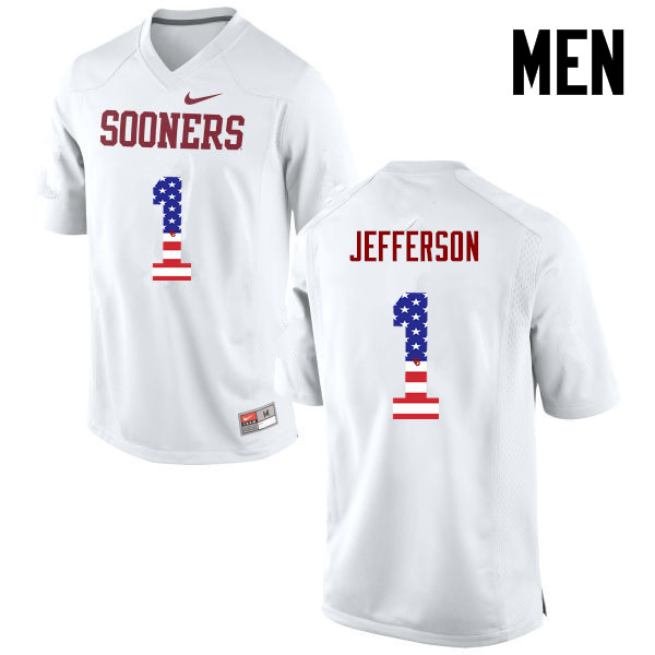 Men Oklahoma Sooners #1 Tony Jefferson College Football USA Flag Fashion Jerseys-White